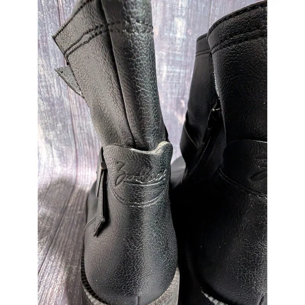 Zodiac Women’s Black Ankle Boots Buckle Strap Zip Block Heel Size 9 M Gavin